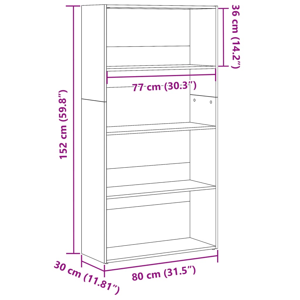 Regal za knjige boja hrasta 80x30x152 cm od konstruiranog drva