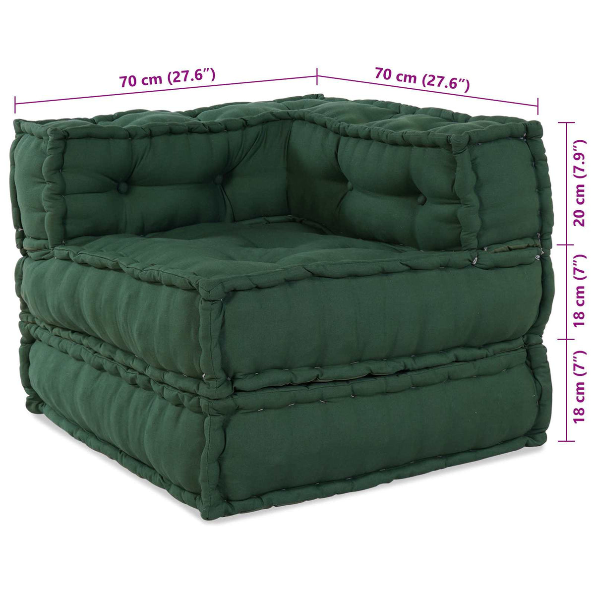 Modularna sofa 2 pcs Zelena 140 x 70 x 56 cm Tkanina