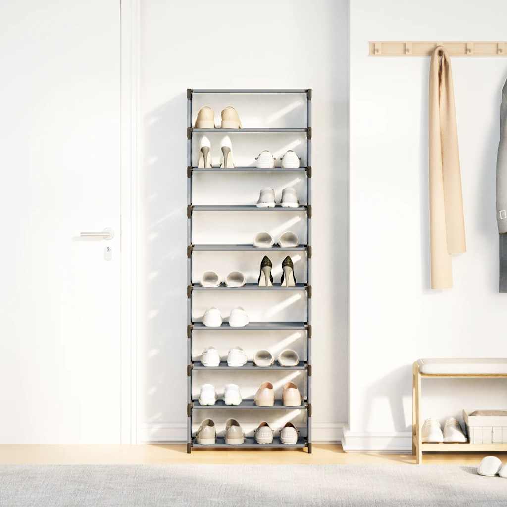 stalak za cipele 10 slojeva sivi 54x28x158 cm netkana tkanina