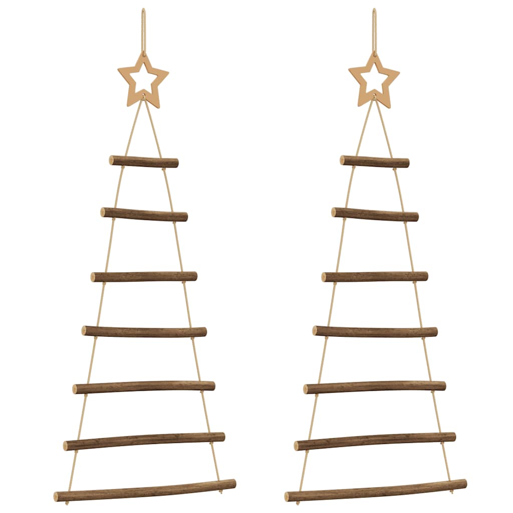 Viseća božićna drvca s vrhom zvijezda 2 kom 42 x 90 cm prirodne grane