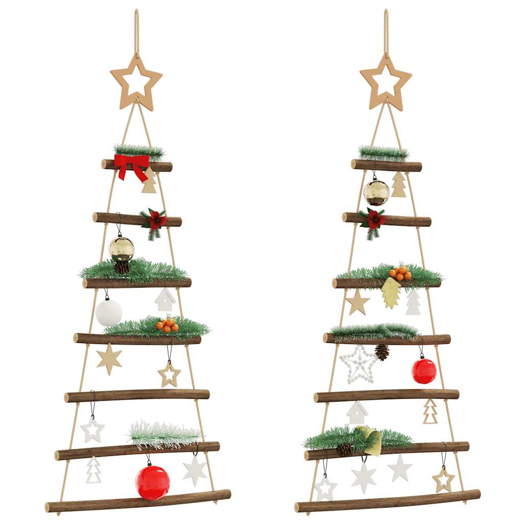 Viseća božićna drvca s vrhom zvijezda 2 kom 42 x 90 cm prirodne grane