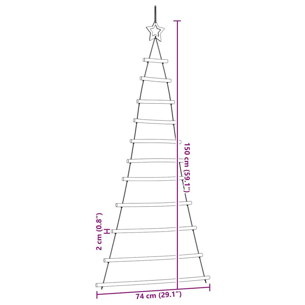 Viseće božićno drvce s vrhom od zvijezde 74 x 150 cm, prirodna grana
