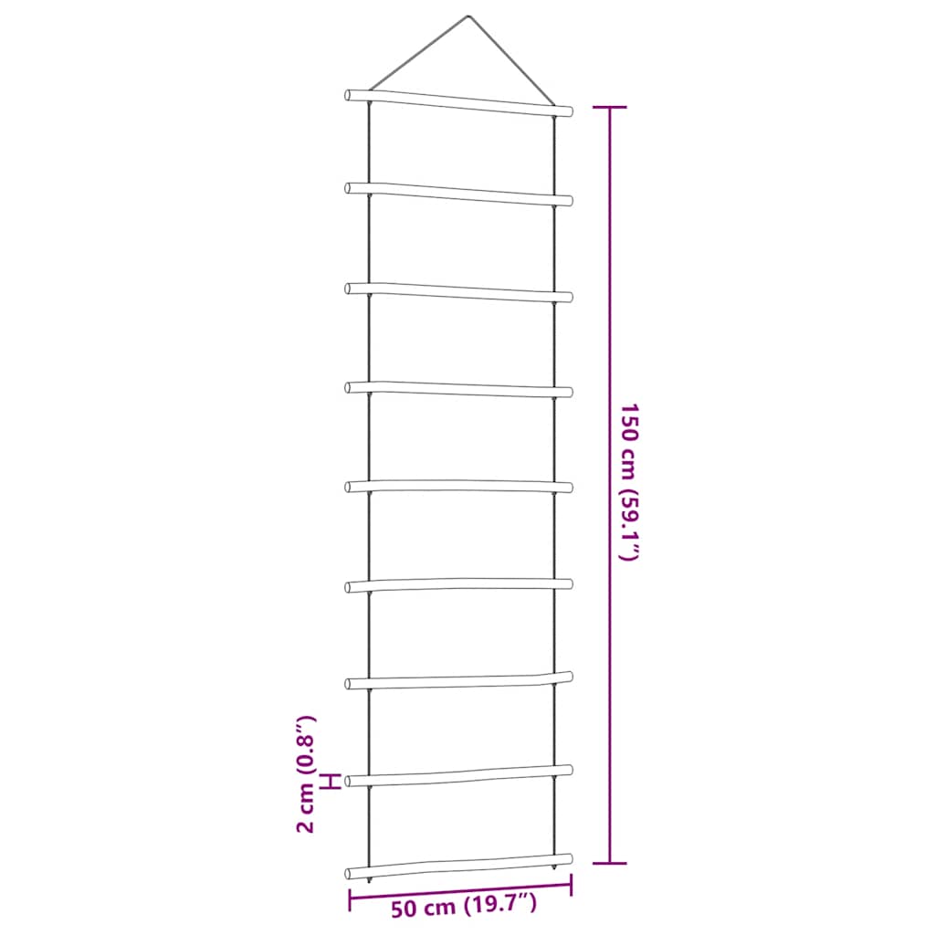 Zidni ukras u obliku ljestava 50x150 cm prirodna grana