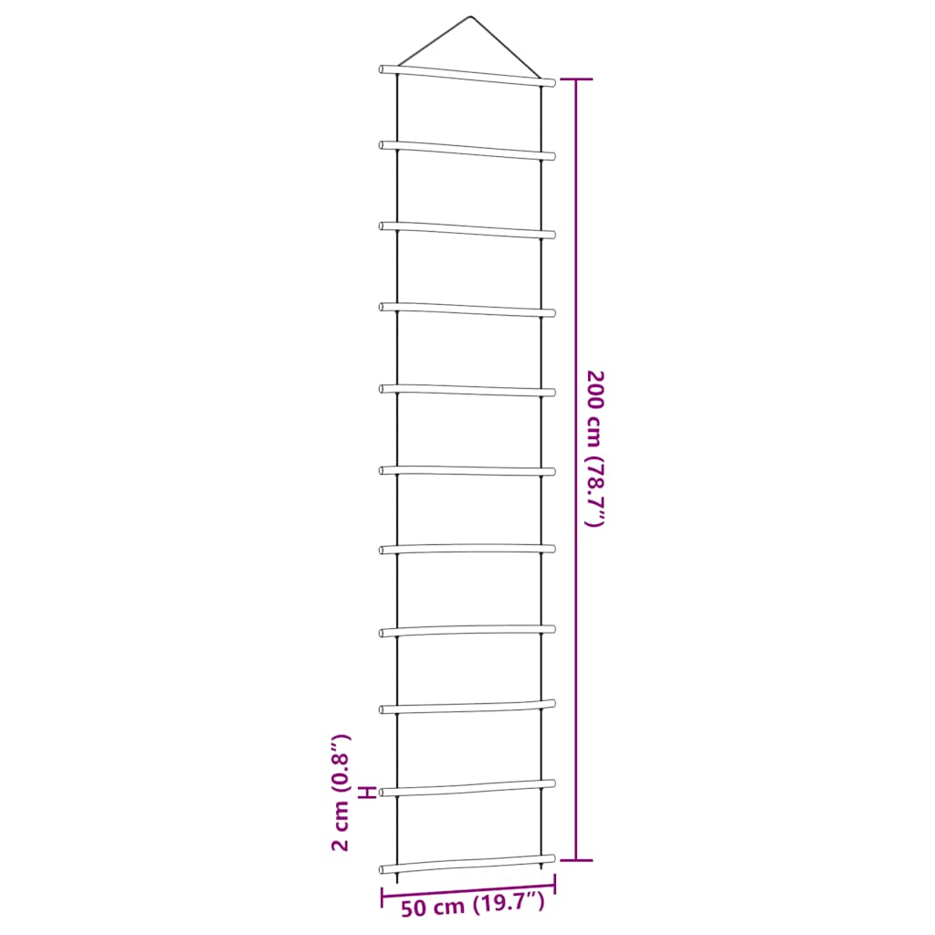 Zidni ukras u obliku ljestava 50x200 cm prirodna grana