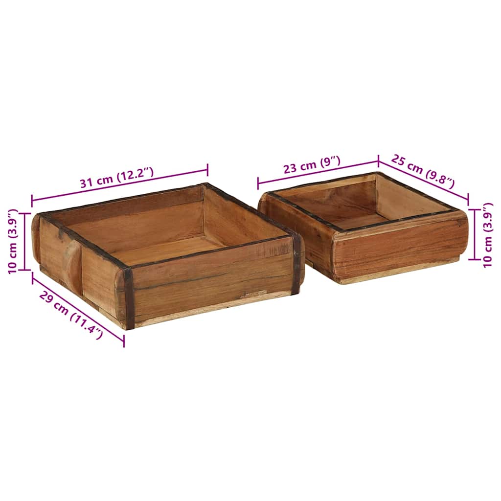 Pladanj 2 pcs Smeđa 29 x 31 x 10 cm Čvrsto drvo iz reciklaže