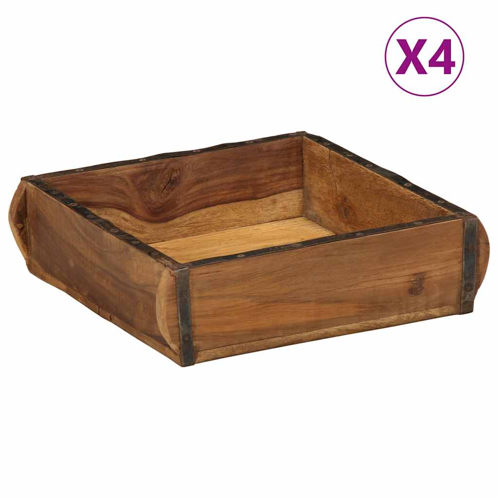 Pladanj 4 pcs Smeđa 29 x 31 x 10 cm Čvrsto drvo iz reciklaže