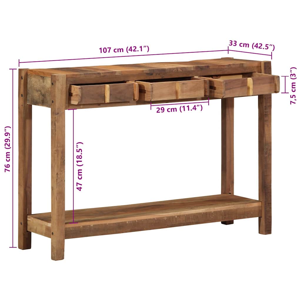 Konzolna stolica s ladicama s pohranom Smeđa 107 x 33 x 76 cm