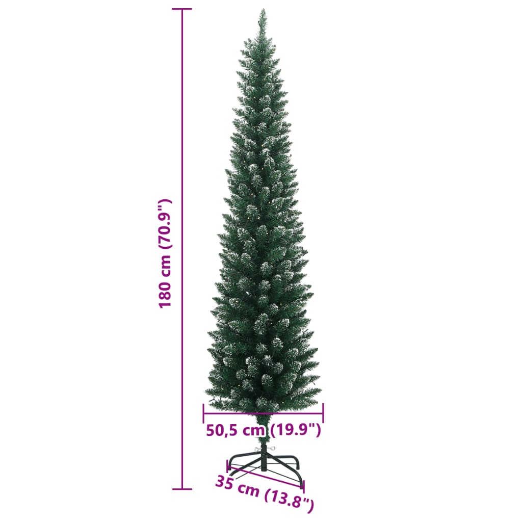 Umjetno tanko božićno drvce s 300 LED žarulja 180 cm