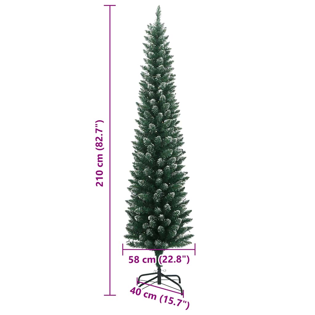 Umjetno tanko božićno drvce s 300 LED žarulja 210 cm