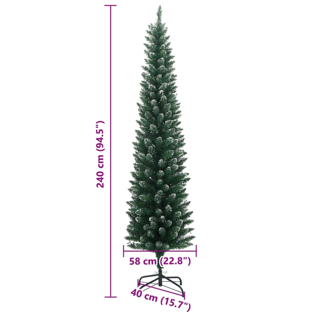 Umjetno tanko božićno drvce s 300 LED žarulja 240 cm