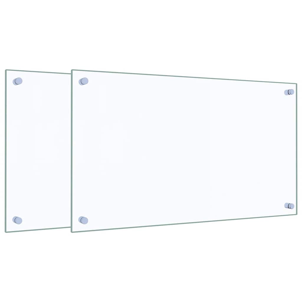 Kuhinjske zaštite od prskanja 2 kom prozirne 70x40 cm staklene