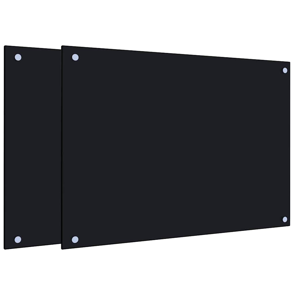 Kuhinjske zaštite od prskanja 2 kom crne 70 x 50 cm staklene