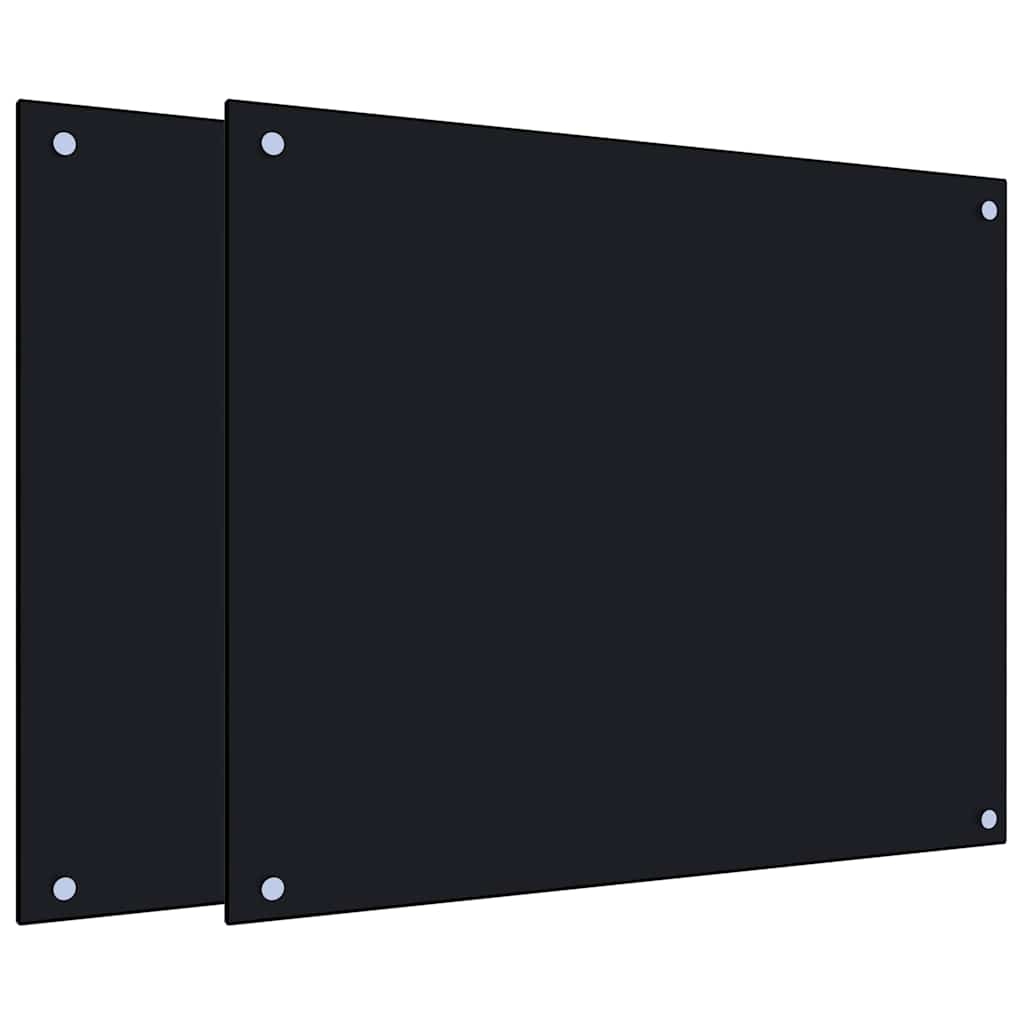 Kuhinjske zaštite od prskanja 2 kom crne 70 x 60 cm staklene