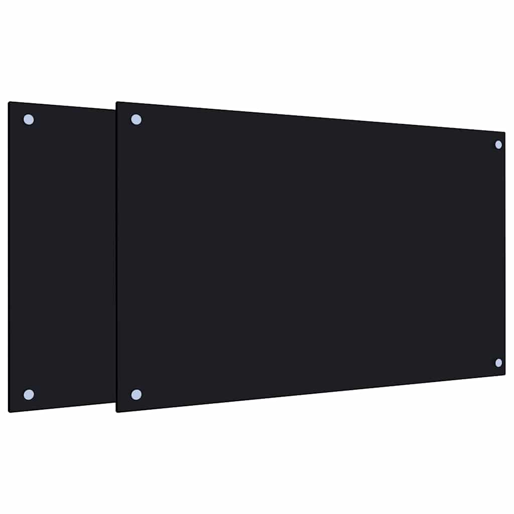 Kuhinjske zaštite od prskanja 2 kom crne 80 x 50 cm staklene