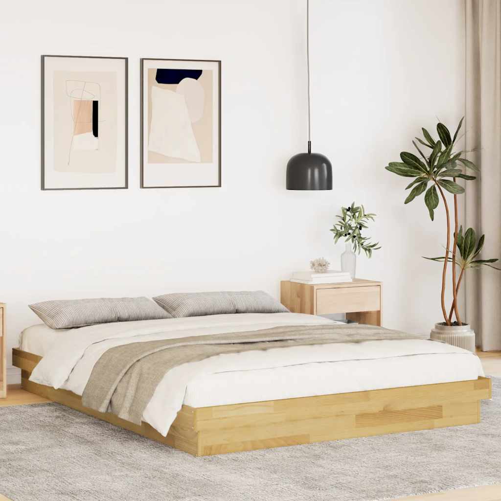 Okvir kreveta bez madraca 160x200 cm puno drvo hrast