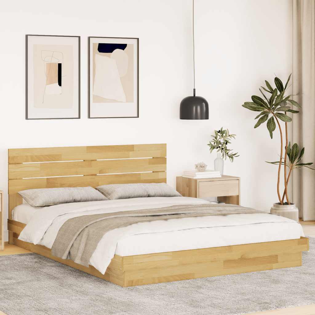 Okvir kreveta uzglavljem bez madraca 160x200 cm puno drvo hrast