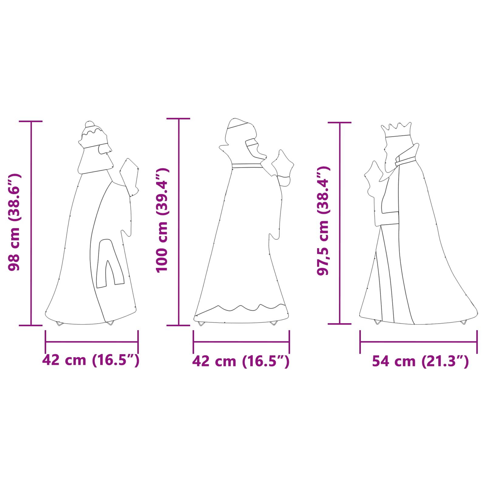 Božićno osvjetljenje 3 mudraca 3 pcs Topla bijela 105 cm