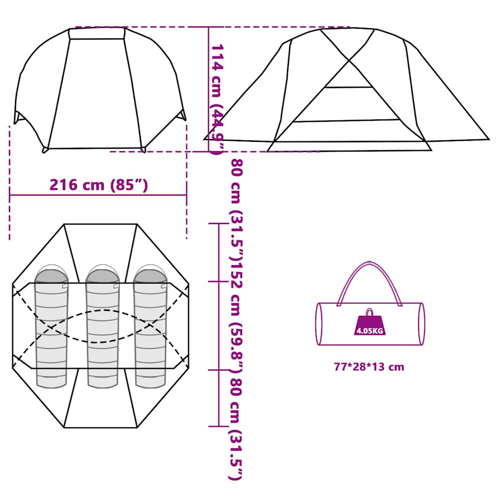 Šator za ribolov za 3 osobe smeđe boje vodootporni