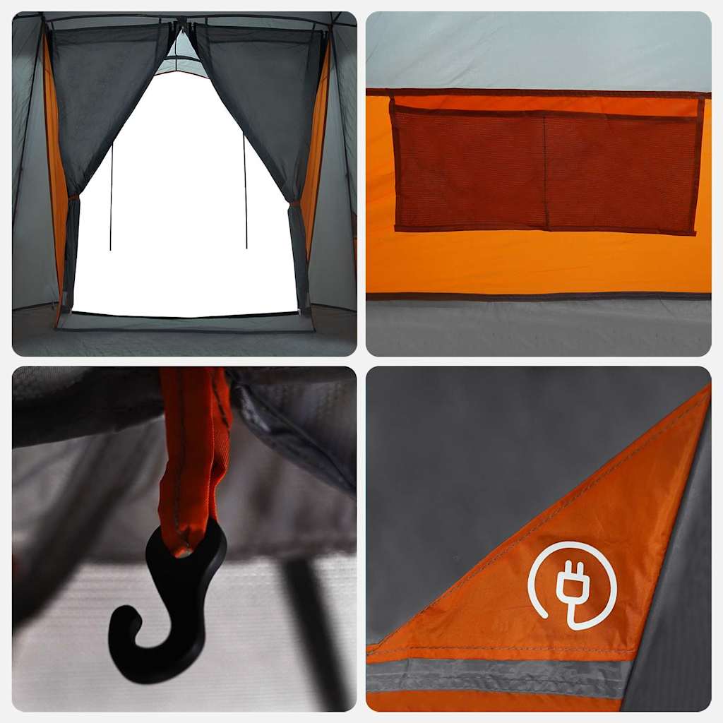 Obiteljski šator s krovom Siva i narančasta 721 x 335 x 212 cm