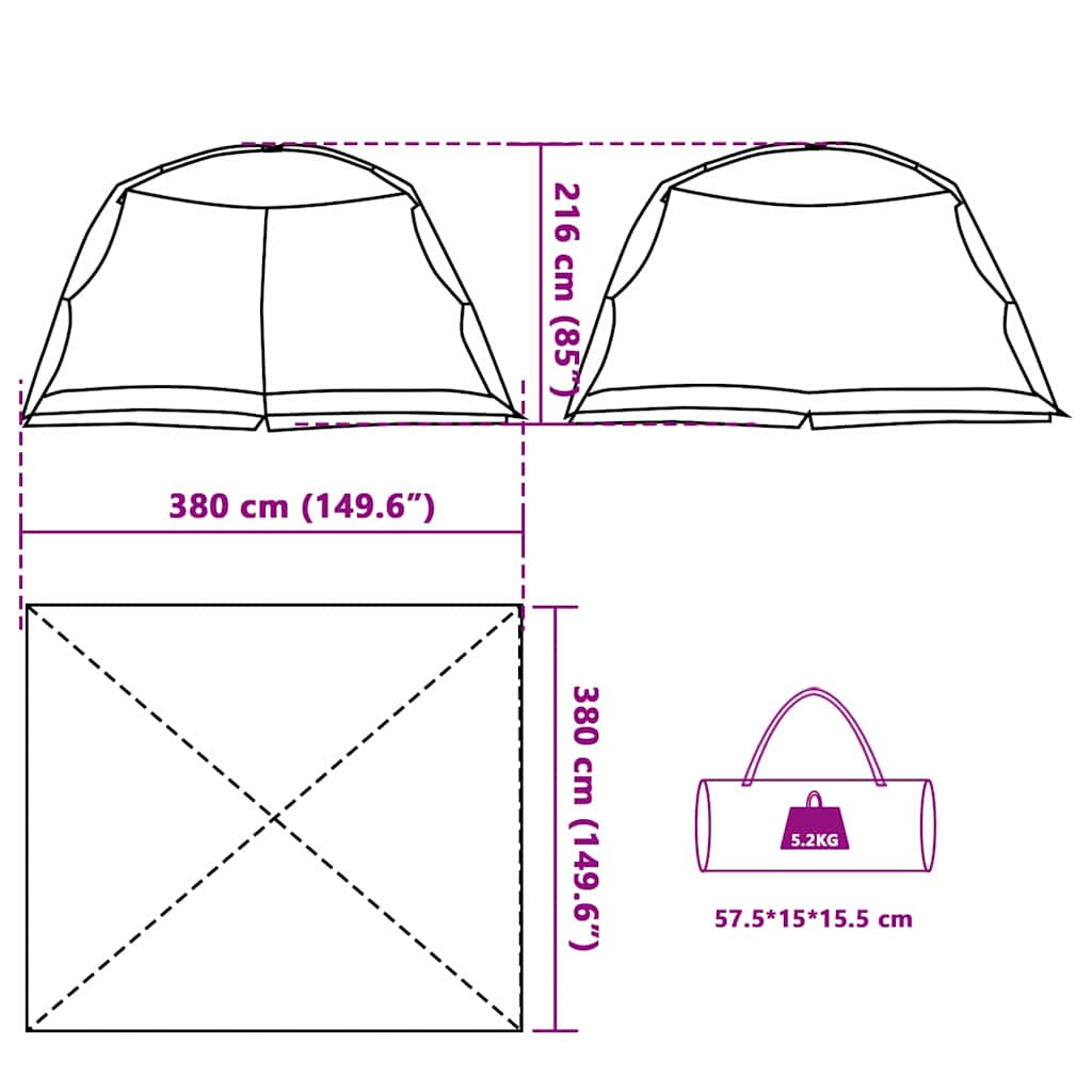 Šator s mrežom protiv komaraca s krovom Siva 434 x 434 x 230 cm