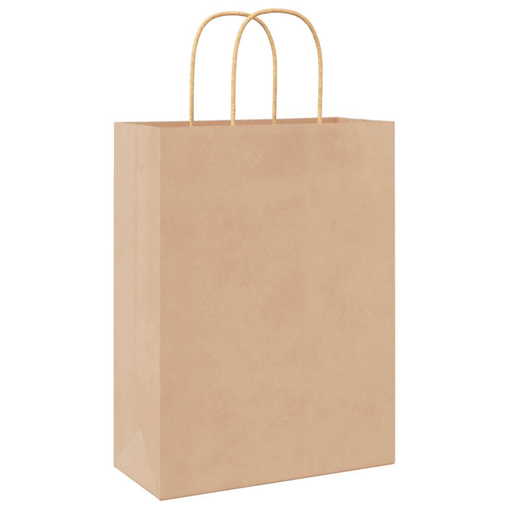 Papirnate vrećice 250 kom s ručkama smeđe 26x12x35 cm