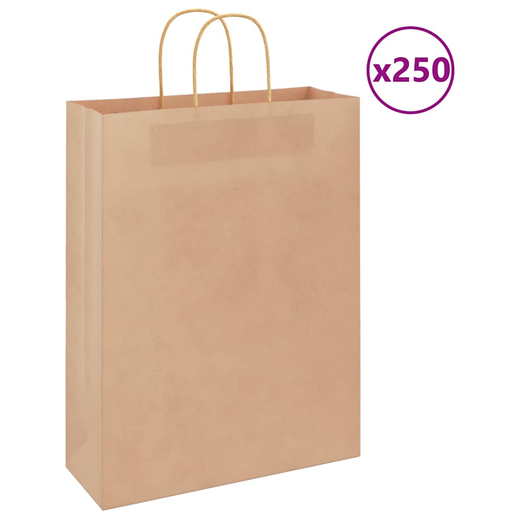 Papirnate vrećice 250 kom s ručkama smeđe 32x12x42 cm