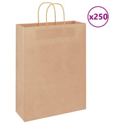 Papirnate vrećice 250 kom s ručkama smeđe 32x12x42 cm