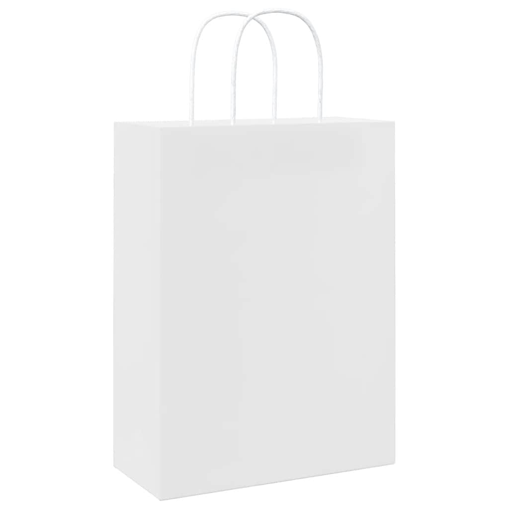 Papirnate vrećice 50 kom s ručkama bijele 26x12x35 cm