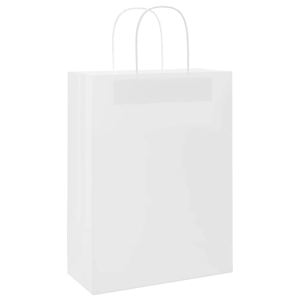 Papirnate vrećice 250 kom s ručkama bijele 26x12x35 cm