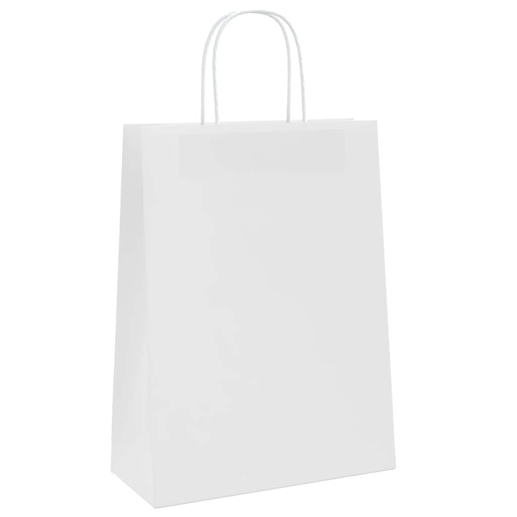 Papirnate vrećice 250 kom s ručkama bijele 26x12x35 cm