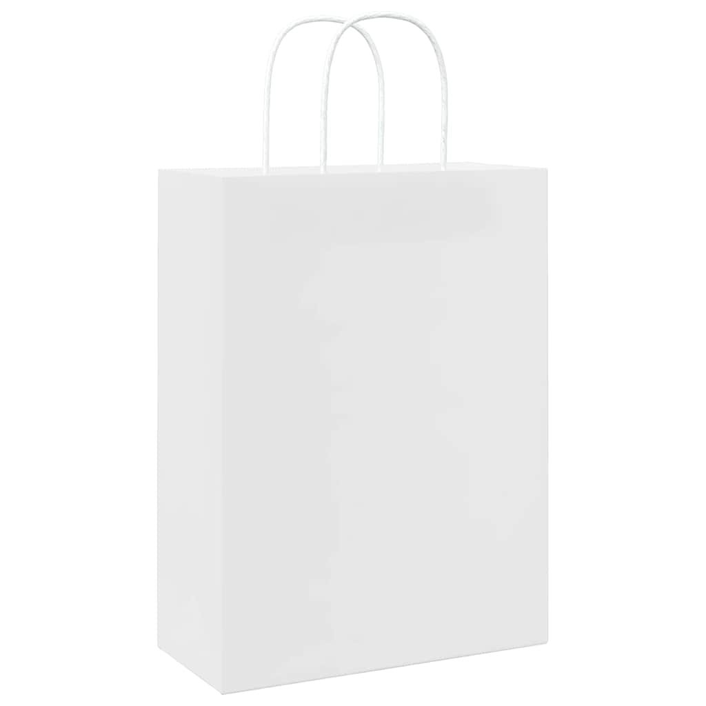 Papirnate vrećice 250 kom s ručkama bijele 26x12x35 cm