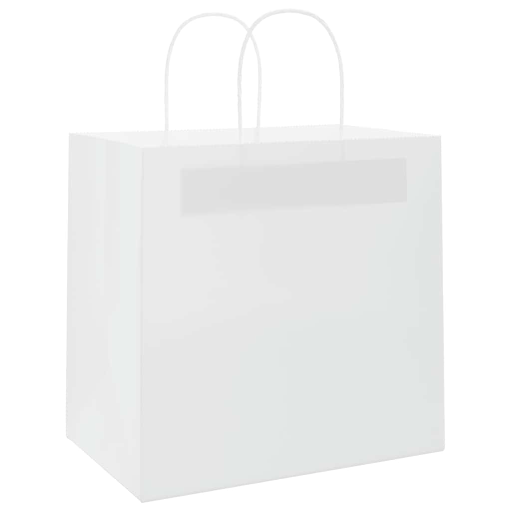Papirnate vrećice 250 kom s ručkama bijele 26x17x25 cm