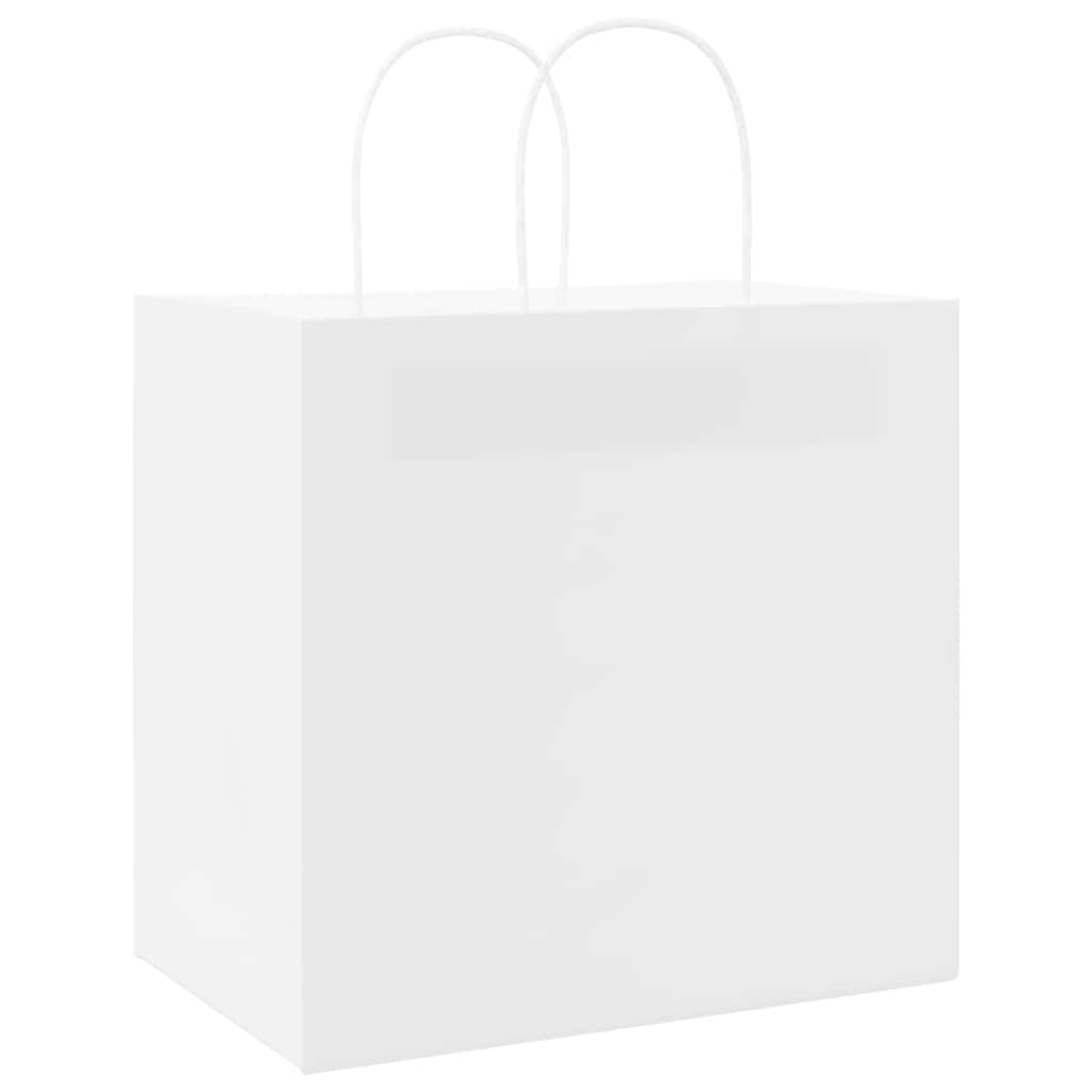 Papirnate vrećice 250 kom s ručkama bijele 26x17x25 cm