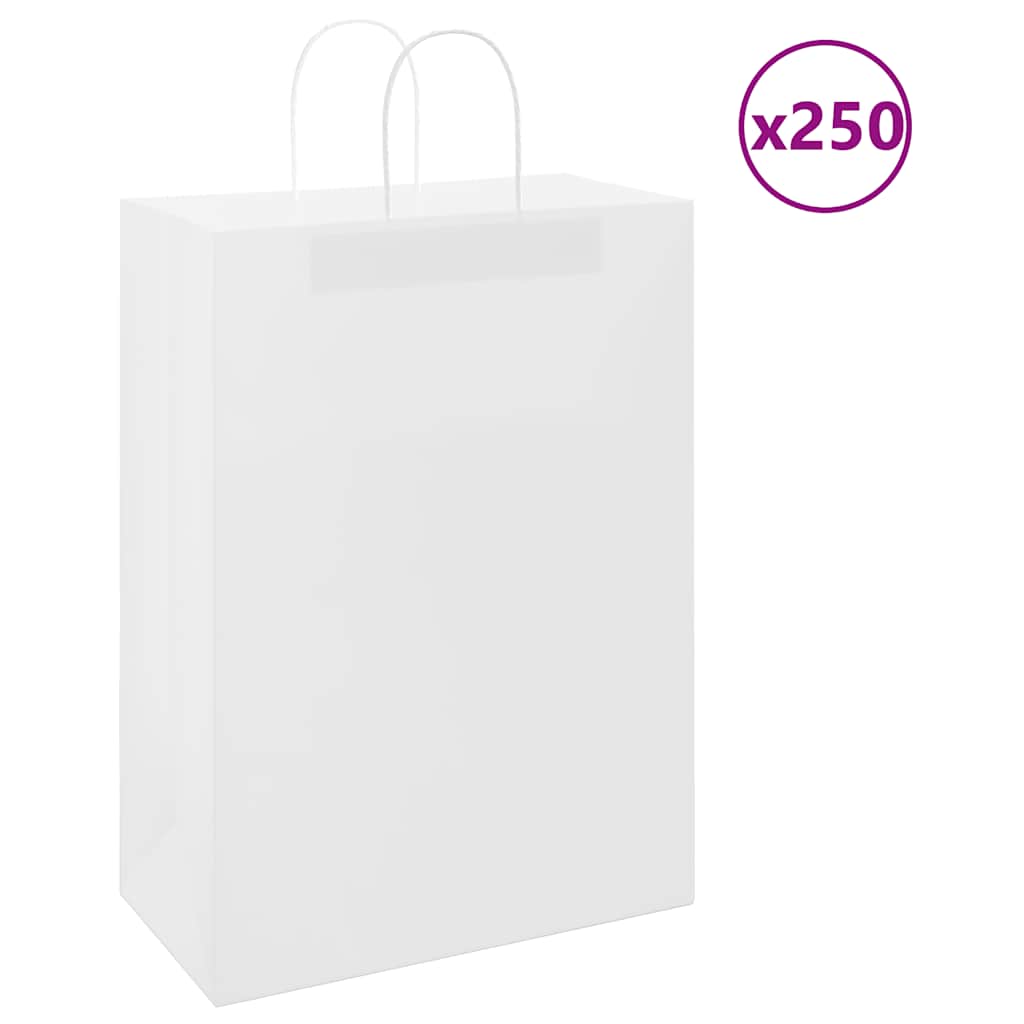 Papirnate vrećice 250 kom s ručkama bijele 32x17x44 cm