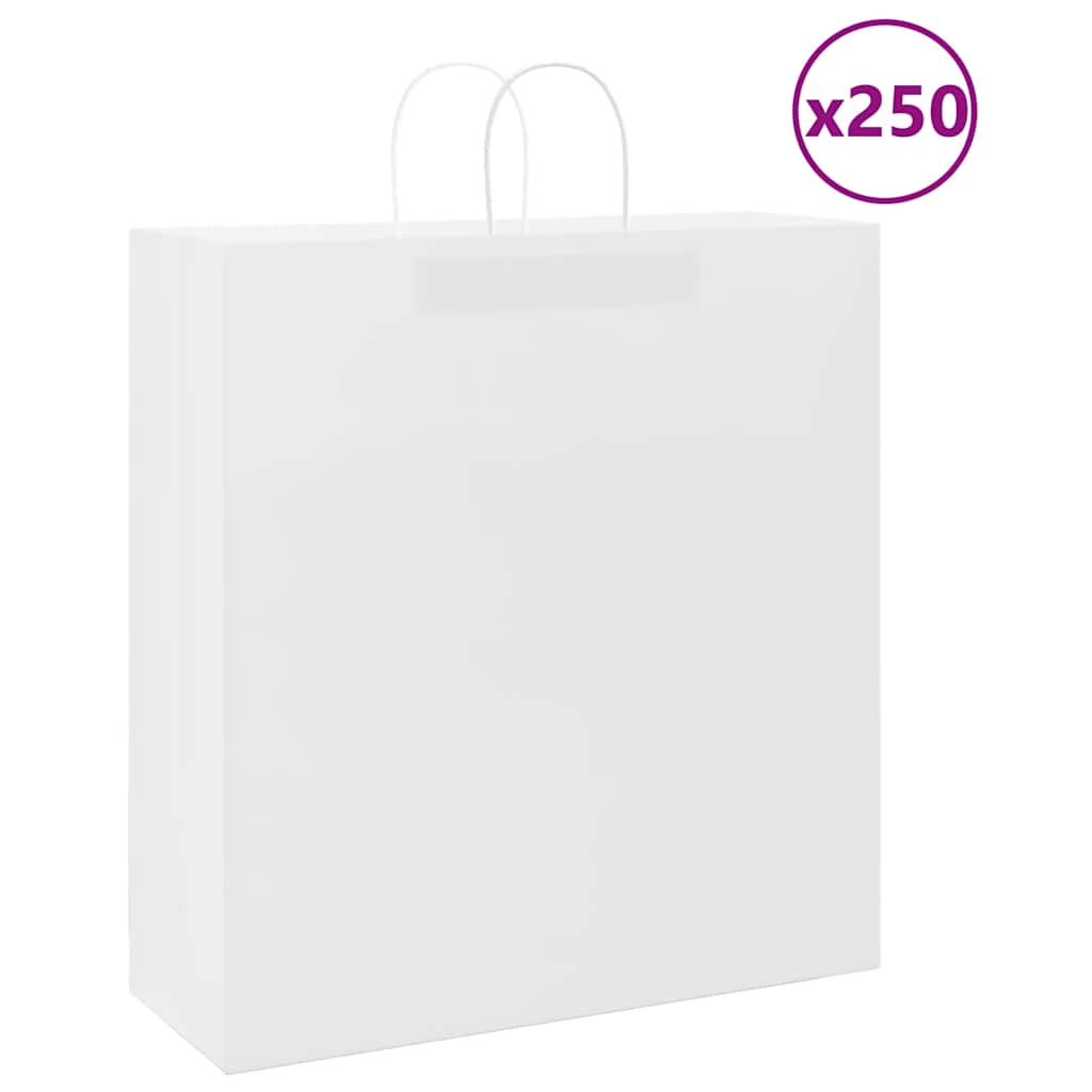 Papirnate vrećice 250 kom s ručkama bijele 45x17x48 cm