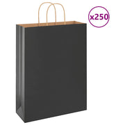 Papirnate vrećice 250 kom s ručkama crne 32x12x42 cm