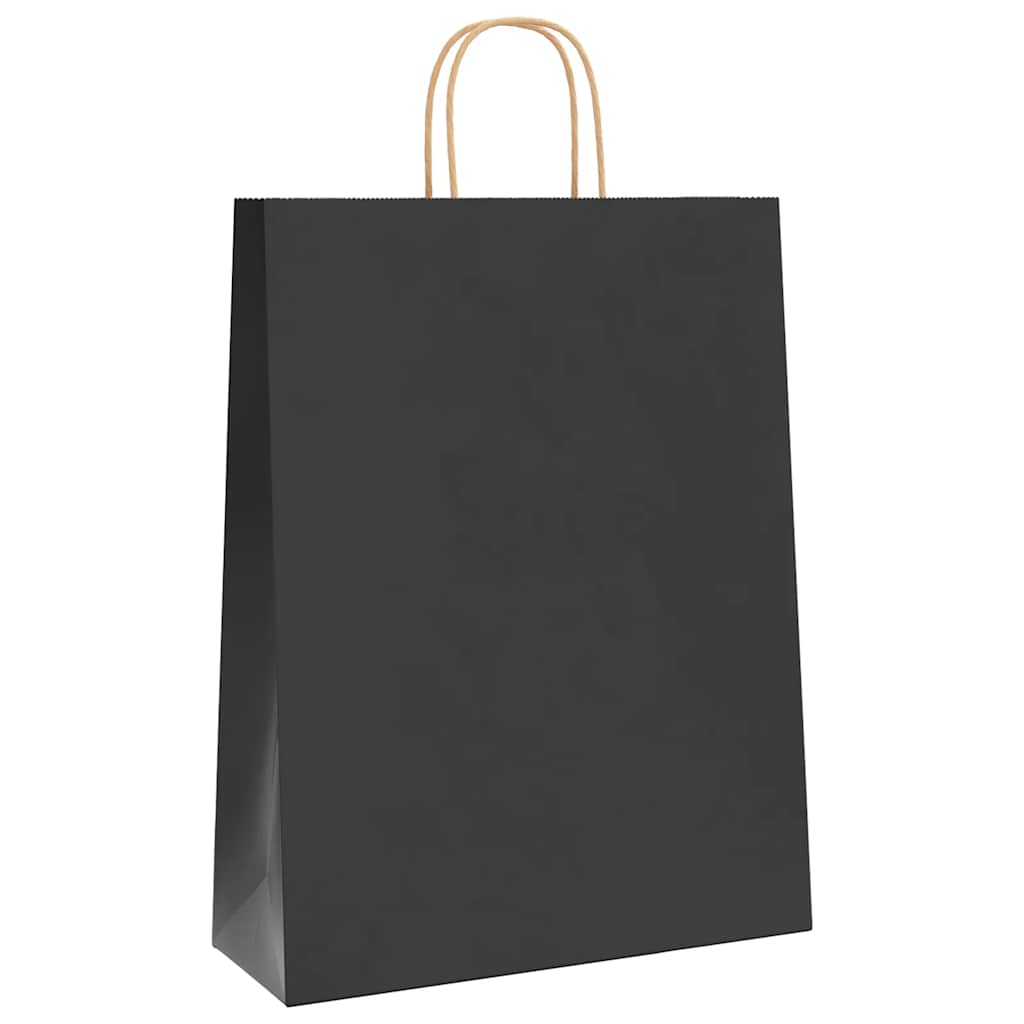 Papirnate vrećice 250 kom s ručkama crne 32x12x42 cm