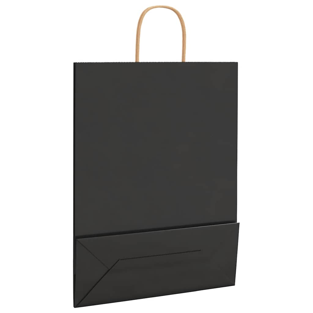 Papirnate vrećice 250 kom s ručkama crne 32x12x42 cm