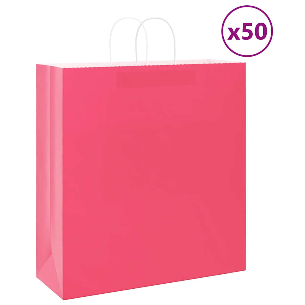 Papirnate vrećice 50 kom s ručkama ružičaste 45x17x48 cm