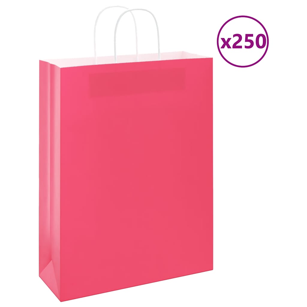 Papirnate vrećice 250 kom s ručkama ružičaste 32x12x42 cm
