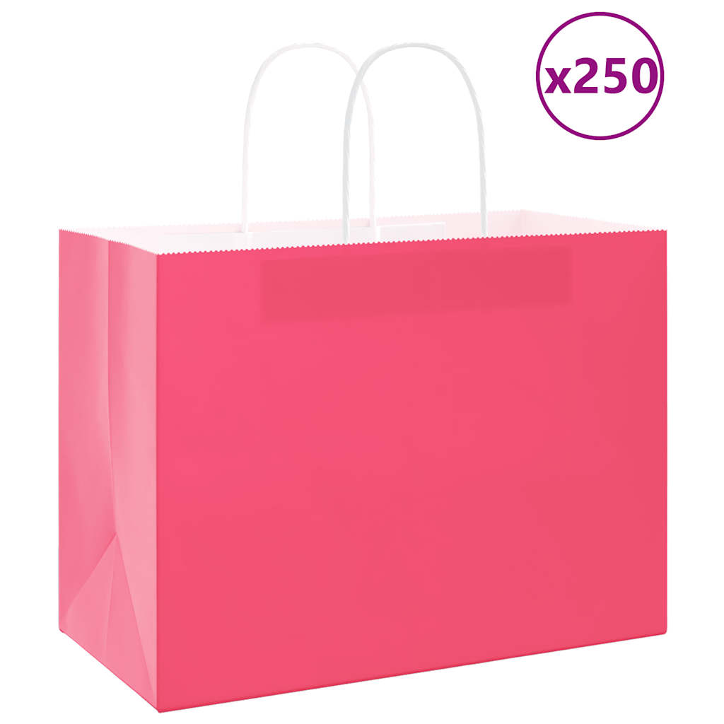 Papirnate vrećice 250 kom s ručkama ružičaste 32x17x25 cm