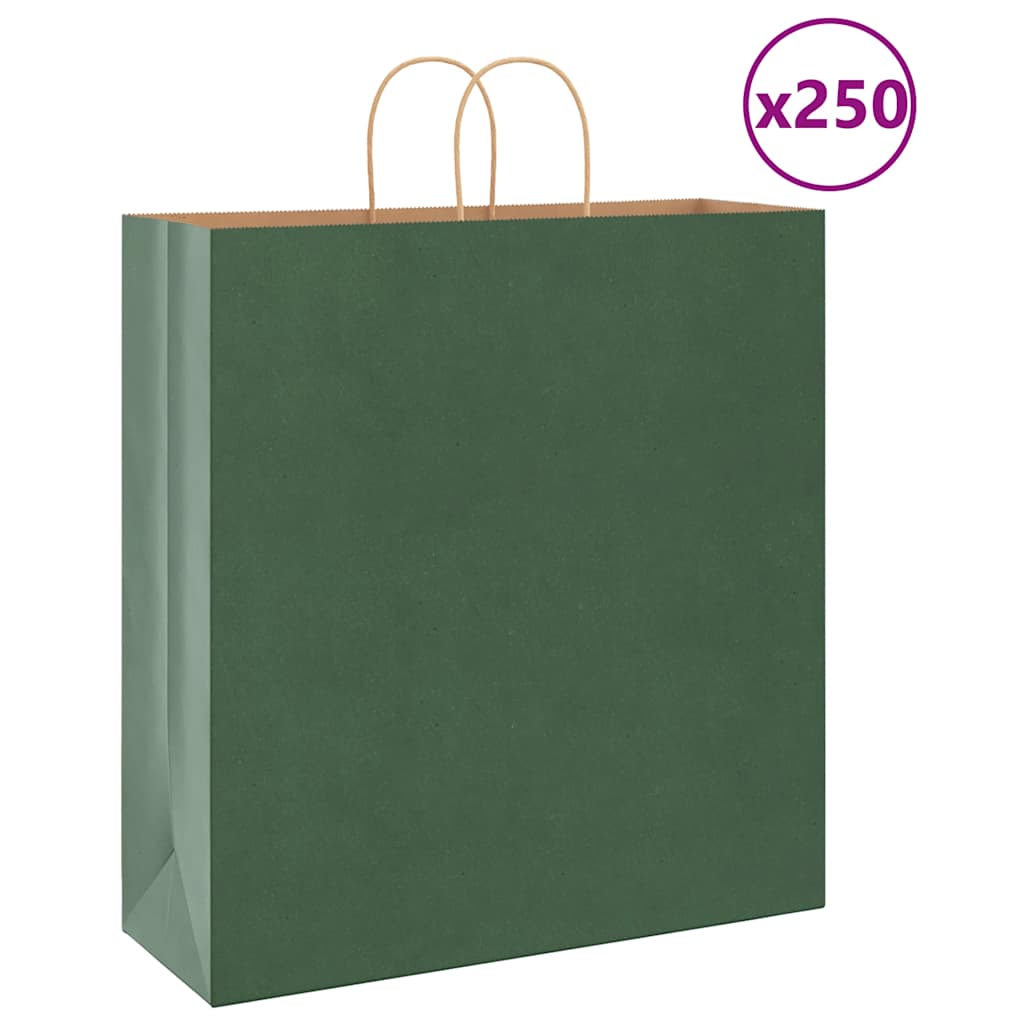 Papirnate vrećice 250 kom s ručkama zelene 45x17x48 cm