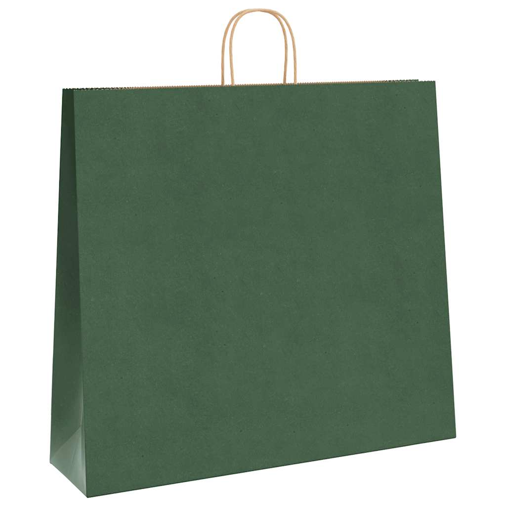 Papirnate vrećice 250 kom s ručkama zelene 54x15x49 cm