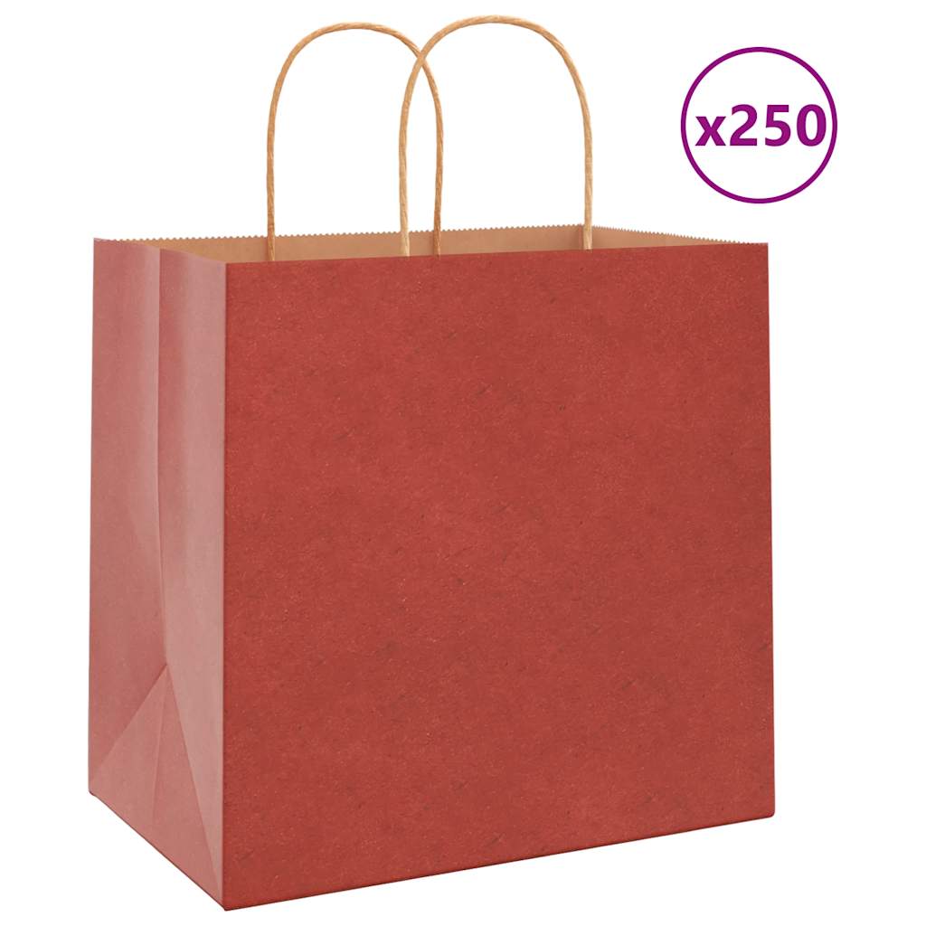 Papirnate vrećice 250 kom s ručkama crvene 26x17x25 cm