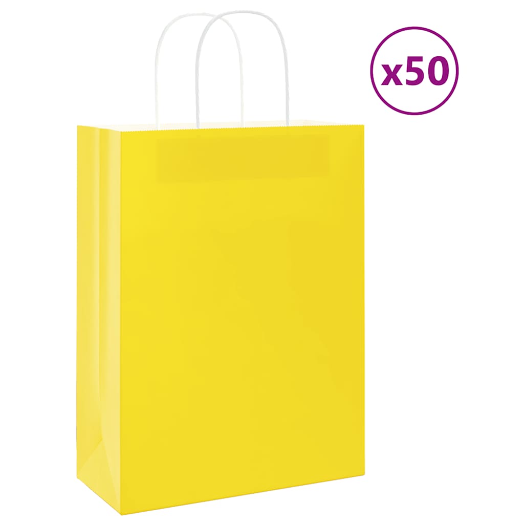Papirnate vrećice 50 kom s ručkama žute 26x12x35 cm