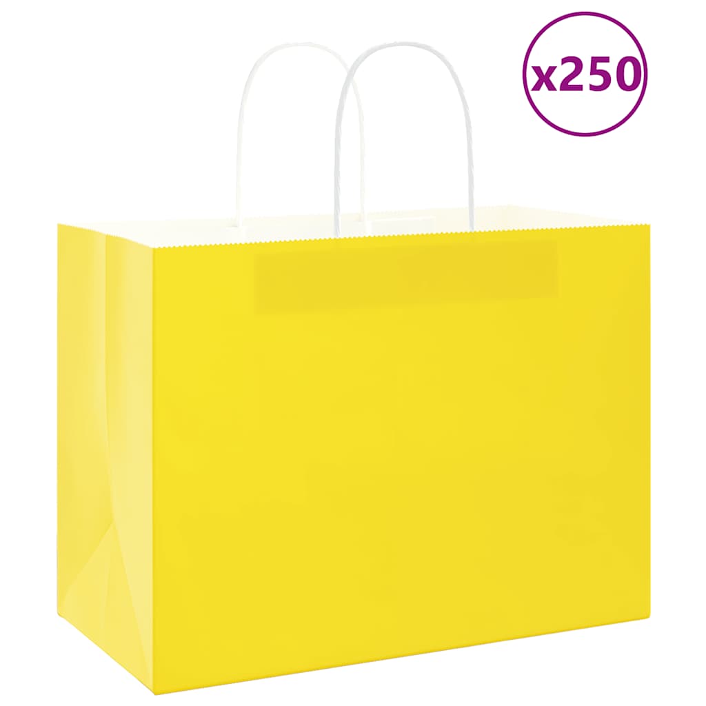 Papirnate vrećice 250 kom s ručkama žute 32x17x25 cm