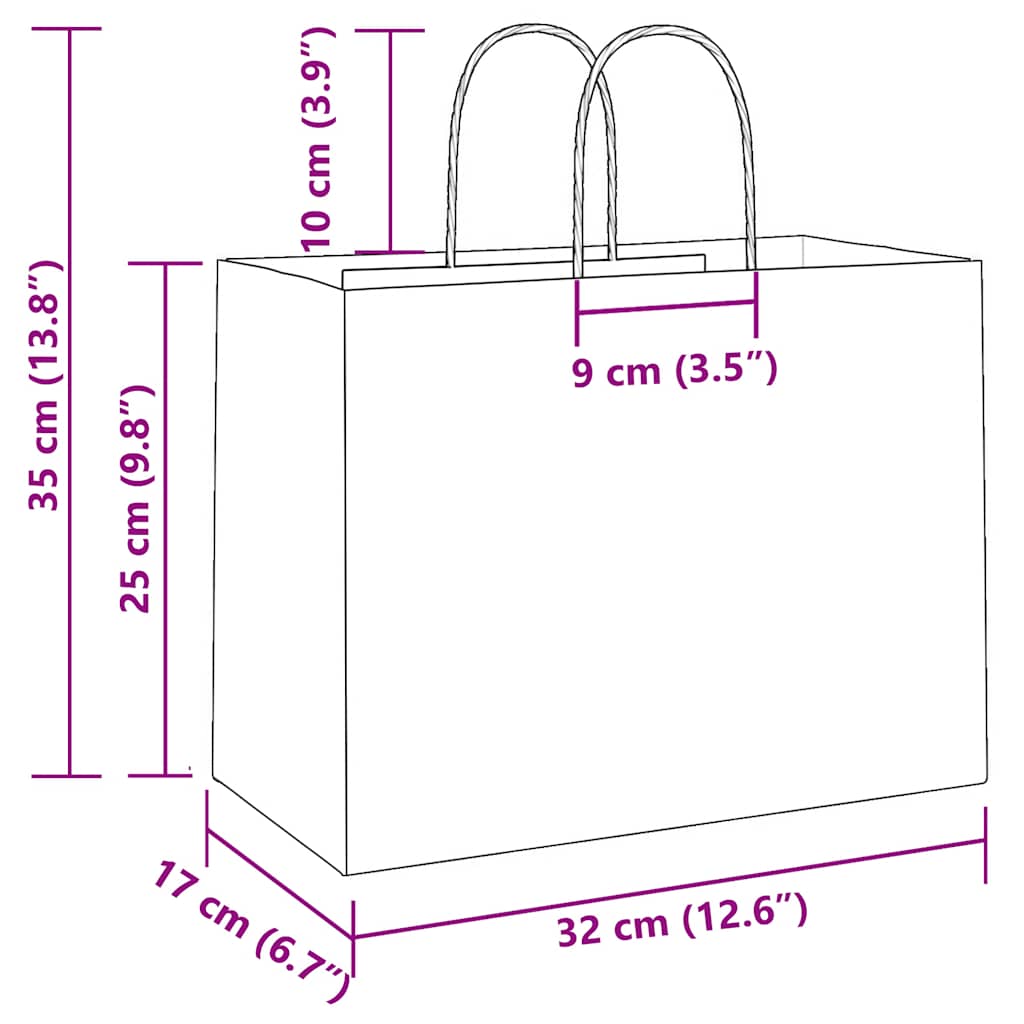 Papirnate vrećice 250 kom s ručkama žute 32x17x25 cm