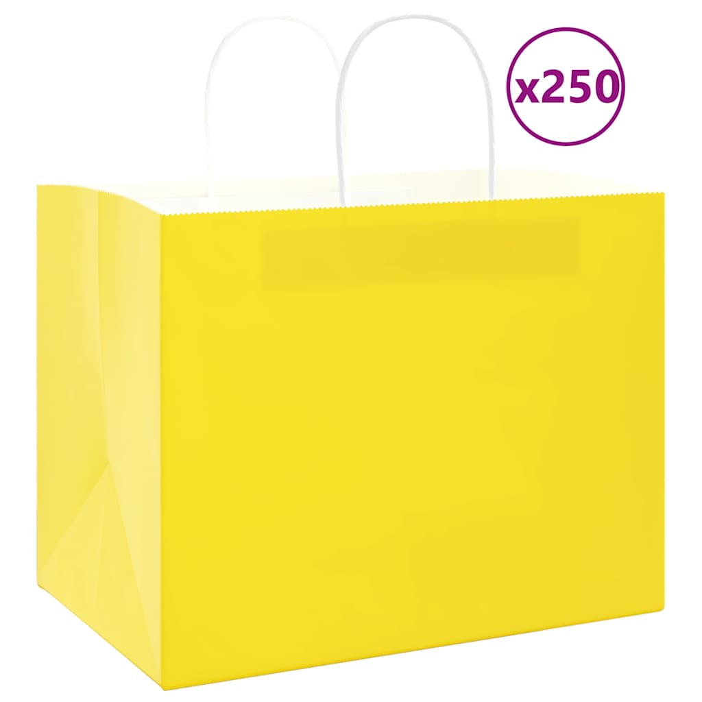 Papirnate vrećice 250 kom s ručkama žute 32x22x24 cm