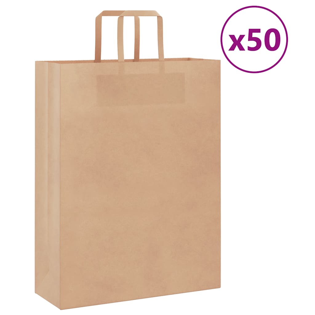 Papirnate vrećice 50 kom s ručkama smeđe 32x12x42 cm