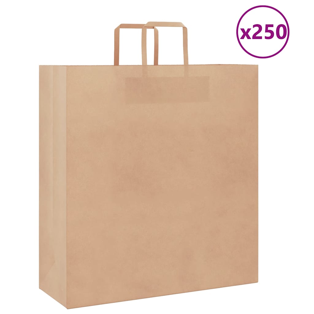 Papirnate vrećice 250 kom s ručkama smeđe 45x17x48 cm